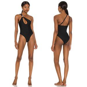 NEW LPA Susan‎ One Piece Keyhole Adjustable One Shoulder High Cut Swimsuit Black